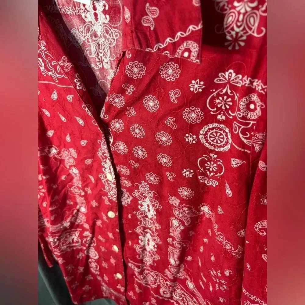 Alia Red Bandana-Style Button Shirt EPC